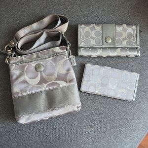 Coach Crossbody Bag Set in Silver and Gray
